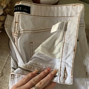 LIONESS high wasted white pants with brown inseam